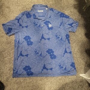 Tommy Bahama Blue Floral Polo Shirt With LA Emblem